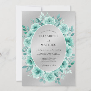 Invitation Couronne de mariage Aqua Rose