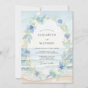 Invitation Couronne de mariage aquatique côtière