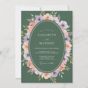 Invitation Couronne de mariage au corail lilas