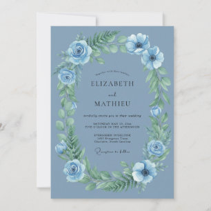 Invitation Couronne de mariage au renoncule ardoise