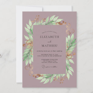 Invitation Couronne de Mariage aux Feuilles Mauves