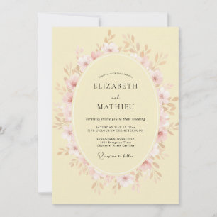 Invitation Couronne de mariage aux pétales rose pâle