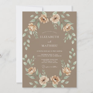 Invitation Couronne de mariage aux ranunculus taupe
