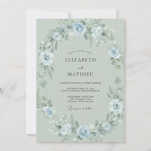 Invitation Couronne de mariage Bleuet en Poudre