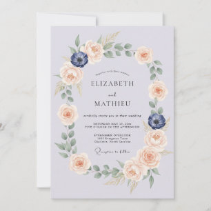 Invitation Couronne de mariage botanique bleu pâle