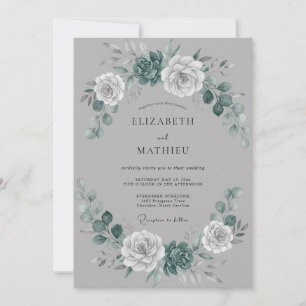 Invitation Couronne de mariage botanique grise