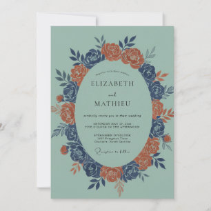 Invitation Couronne de mariage Celadon Brûlé Orange