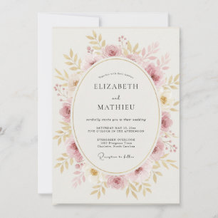 Invitation Couronne de mariage Champagne Blush