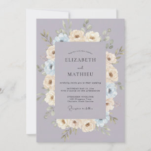 Invitation Couronne de mariage Champagne Doré Lavande