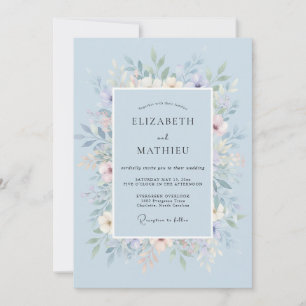 Invitation Couronne de mariage champêtre au bleuet