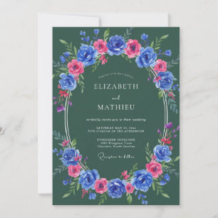 Invitation Couronne de mariage Cobalt Magenta