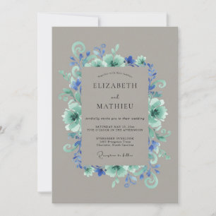 Invitation Couronne de mariage Cornflower Seafoam