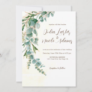 Invitation Couronne de mariage de feuilles vertes d'eucalyptu