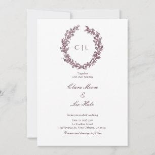 Invitation Couronne de mariage de fleurs sauvages de Bourgogn
