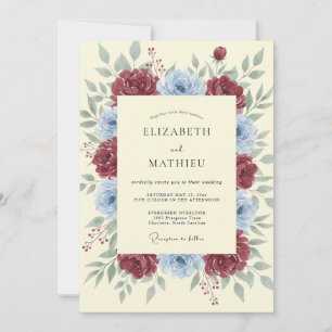 Invitation Couronne de mariage de pivoine bordeaux