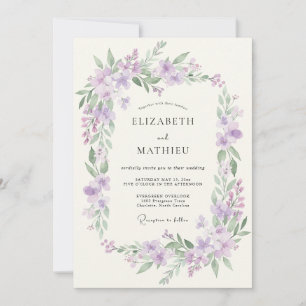 Invitation Couronne de mariage délicate lilas