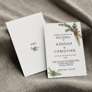 Invitation Couronne de mariage d'hiver avec branches de sapin