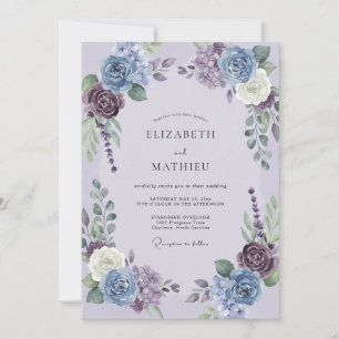 Invitation Couronne de mariage Dusty Blue Blossom
