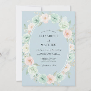 Invitation Couronne de mariage Dusty Blue Blossom