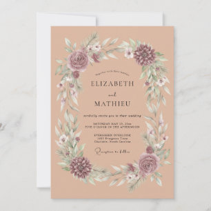 Invitation Couronne de mariage Dusty Rose