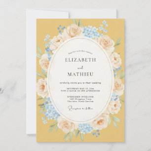 Invitation Couronne de mariage élégante à la moutarde et au b