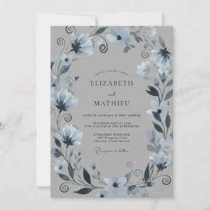 Invitation Couronne de mariage en acier doux Pervenche