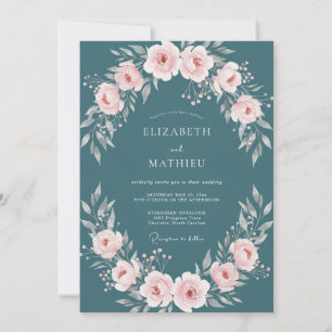 Invitation Couronne de mariage en acier rose pâle