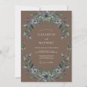 Invitation Couronne de mariage en ardoise taupe de prairie
