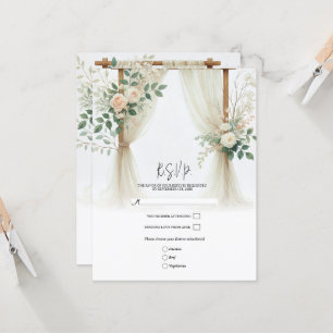 Invitation Couronne de mariage en bois floral Roses RSVP de m