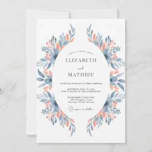 Invitation Couronne de mariage en corail ardoise