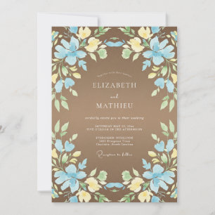 Invitation Couronne de mariage en cuivre azur