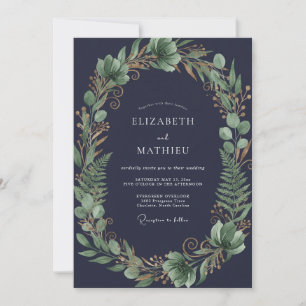 Invitation Couronne de mariage en fougère d'obsidienne