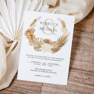 Invitation Couronne de mariage en herbe de Pampas Bohème rust