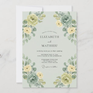 Invitation Couronne de mariage en or sauge