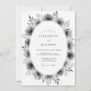 Invitation Couronne de mariage en pivoine grise