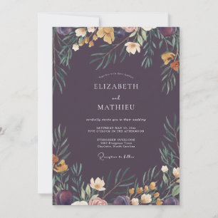 Invitation Couronne de mariage en prune profonde