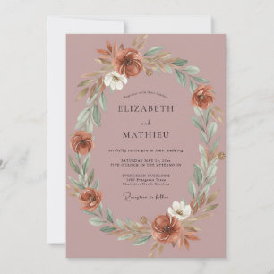 Invitation Couronne de mariage en terre cuite mauve