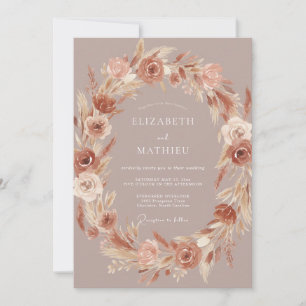 Invitation Couronne de mariage en terre cuite mauve lilas