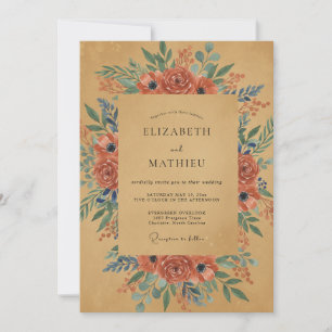 Invitation Couronne de mariage en terre cuite ocre