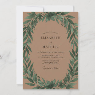Invitation Couronne de mariage en terre cuite olive