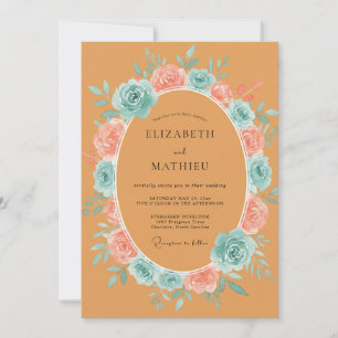 Invitation Couronne de mariage en terre cuite rose