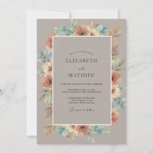 Invitation Couronne de mariage en terre cuite taupe