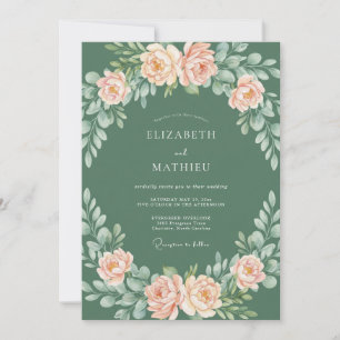 Invitation Couronne de Mariage Fleur de Pêcher