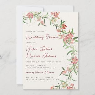 Invitation Couronne de mariage fleurie de roses sauvages de p