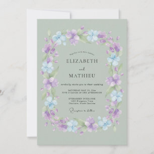 Invitation Couronne de mariage florale pastel lavande