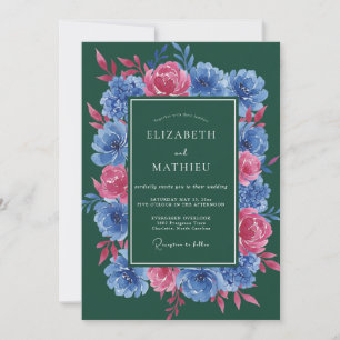 Invitation Couronne de mariage Fuchsia forestier