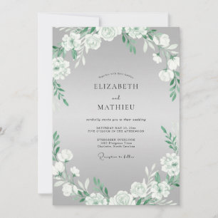 Invitation Couronne de mariage gris blanc