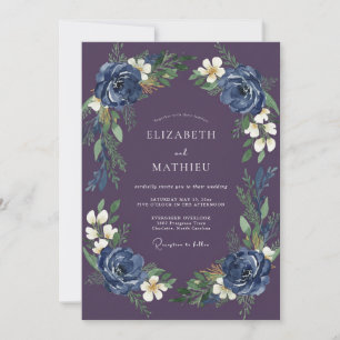 Invitation Couronne de mariage Indigo Plum