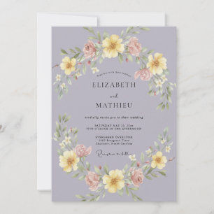 Invitation Couronne de mariage jaune mauve