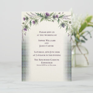 Invitation Couronne de mariage Lavande Chardon Écossais